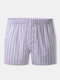Men Cotton Comfortable Striped Arrow Boxer Briefs Loose Home Mini Underpants - Pink