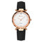 Trendy Womens Quartz Watches Leather Strap Lady Fashion Rose Gold Dial Watches for Women - Black