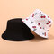 Women & Men Fruit Print And Black Two-Sided Bucket Hat  - 7