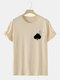 Mens Splatter Spades Poker Print 100% Cotton Casual Short Sleeve T-Shirts - Apricot