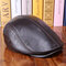 Men Adjustable Vintage Genuine Leather Beret Caps Outdoor Caps - Brown