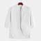 Men's Cotton Linen Shirts Three-quarter Sleeve Casual Slim Mandarin Collar Shirts - White