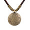 Vintage Thread Round Pendant Antique Gold Necklaces Leather Long Necklaces for Women Men - 1