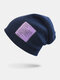 Unisex Woolen Sticker Solid Fashion All-match Sunshade Beanie Hat Knitted Hat - Navy