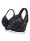 Plus Size Lace Embroidered Minimizer Full Coverage Comfort Bras - Black