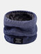 Men Cotton Knitted Plus Velvet Thickened Mixed Color Gradient Letter Label Neck Protection Warmth Collars Scarf - Blue