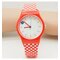 महिला बच्चों के लिए प्यारा ट्रेंडी घड़ी कैंडी रंग प्लास्टिक हार्ट स्पॉट घड़ी - लाल