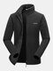 Mens Outdoor Sportwear Waterproof Jacket Fleece Windbreakers Breathable Sport Jacket Coat - Black