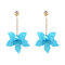 Vintage Resin Stereoscopic Flower Earrings Geometric Flower Pendant Earrings Bohemian Jewelry - Blue