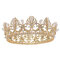 Women Full Round Tiara Bridal Crown Rhinestone Headpiece Hair Wedding Jewelry - Gold