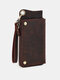 Menico Men Genuine Leather Vintage Casual Doka Long Wallet Business Vintage Crazy Horse Leather Fashion RFID Wallet - Coffee