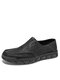 Men Collapsible Heel Loafers Slip On Soft Hand Stithcing Driving Shoes - Black