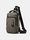 Men's Nylon Multifunctional Shoulder Bag USB Rechargeable Casual Chest Bag Anti-theft Messenger Bag - Khaki
