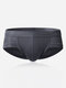 Mens Modal Elastic Fiber Soft Underwear Solid Color Breathable Briefs With Big Pouch - Dark Gray