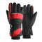 Men Winter Cycling Gloves Velvet Thick Windproof Waterproof Warm Full-finger Outdoor Ski Gloves - Red