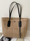 Women Straw Large Capacity Shoulder Bag Handbag Tote - Khaki
