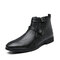 Men Double Monk Side Zipper Business Casual Dress Boots - Black