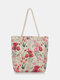 Women Canvas Shopping Bag Floral Pattern Printed Shoulder Bag Handbag Tote - #06