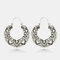 Vintage Metal Hollow Fan-shaped Earrings Ethnic Geometric Flower Carved Drop Pendant Big Earring - 13
