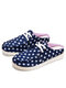 Plus Size Women Casual Leopard Drawstring Breathable Comfy Closed Toe Slippers - Blue