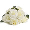 10 प्रमुख कृत्रिम रेशम फूल गुलाब शादी गुलदस्ता पार्टी घर की सजावट - सफेद