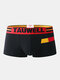 Men Breathable Cotton Underwear Patchwork Colorblock Sport Pouch Boxer Briefs - Black