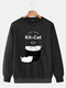 Мужские толстовки-пуловеры с рисунком Кот с буквенным принтом Crew Шея - Черный