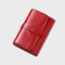 Women Genuine Leather Trifold Multi-card Slots Photo Card Money Clip Coin Purse Multifunctional Wallet - Wine Red