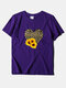 Leopard Sunflower Print Short Sleeves Casual T-shirt For Women - Purple
