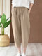 Solido elastico in vita tascabile Haren Pantaloni da donna - Albicocca