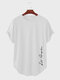 Maglietta da uomo con orlo curvo e stampa di lettere Collo T-shirt a maniche corte - bianca