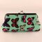 Ladies Butterfly Wallet Storage Bag Canvas Wristlet Wallet Purse Evening Clutches - Green