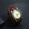 Vintage Cow Leather Bracelet Watch Adjustable Strap Roman Numerals Men Quartz Watch - Black&Brown
