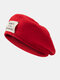 Women Acrylic Knitted Solid Color Letter Embroidery Patch All-match Warmth Beret - Red