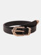 Women PU Alloy Solid Color Vintage Carved Flower Patchwork Pin Buckle Casual Decorative Belt - #01