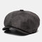 Men Vintage Painter Beret Hats Octagonal Newsboy Cap Cabbie Lvy Flat Hat - Black