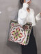Casual Canvas Flower Print Pattern Multi-color Handbag Tote With Zipper Inner Pocket - #06