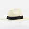Women's Men  Summer Casual Vacation Straw Bowler Boater Sun Hat Round Flat Caps Brim Summer Beach - Light beige