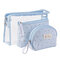 3Pcs Transparent Women's Cosmetic Bag Set Travel Waterproof Washing Bag Makeup Storage Bag - Sky Blue