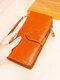 Genuine Leather Vintage Multi-slots Wallet Long Multi-Function Anti-Theft Purse - Brown