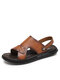 Men Two Ways Wearing Oped Toe Beach Water Casual Sandals - Brown