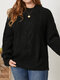 Suéter con mangas de linterna hueco y cómodo de talla grande - Negro