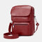 Women Zipper PU Solid Casual Crossbody Bag Shoulder Bag - Red