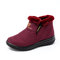 Lightweight Waterproof Elastic Band Warm Fur Lining Ankle Winter Boots - Red