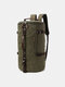 Men Vintage Canvas Large Capacity Multi-Carry Solid Color Cylinder Casual Backpack - Green