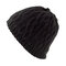 Mens Wool Velvet Knitted Hat Winter Thick Vintage Casual Ear Neck Warm Scarf Beanie Double Use - Black