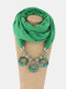 Vintage Rings Geometric-beaded Pendant Solid Color Bali Yarn Resin Scarf Necklace - Green