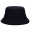 Women Summer Cotton Solid Pattern Bucket Hat Casual Sunshade Breathable Beach Hat - Black