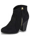 Plus Size Women Fashion Casual Side-zip High Heel Boots - Black