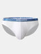 Mens Sexy Underwear Modal Breathable Patchwork Letter Waist Briefs - White